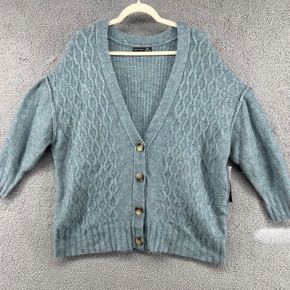 Black Tape Cable Knit Cardigan in Light Teal - 1X NWTS! - Picture 2 of 4